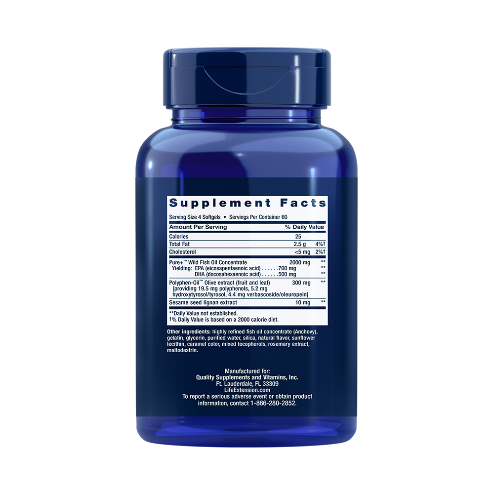 Super Omega-3 EPA/DHA Fish Oil, Sesame Lignans & Olive Extract 240 easy-to-swallow softgels - 이미지 3